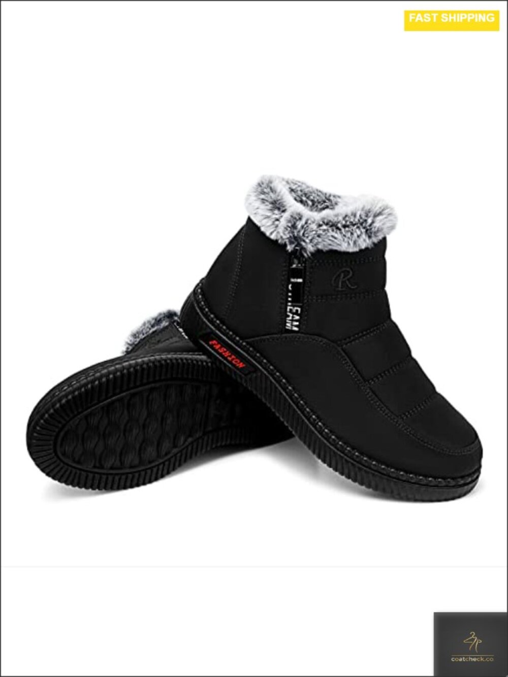 Waterproof Fur Lined Ankle Snow Boots for Women with Side Zipper - Non-Slip
